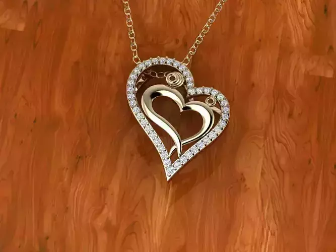 Diamond Jewelry Heart Pendant 3D print model