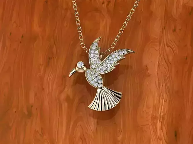 Diamond Jewelry Bird Pendant 3D print model