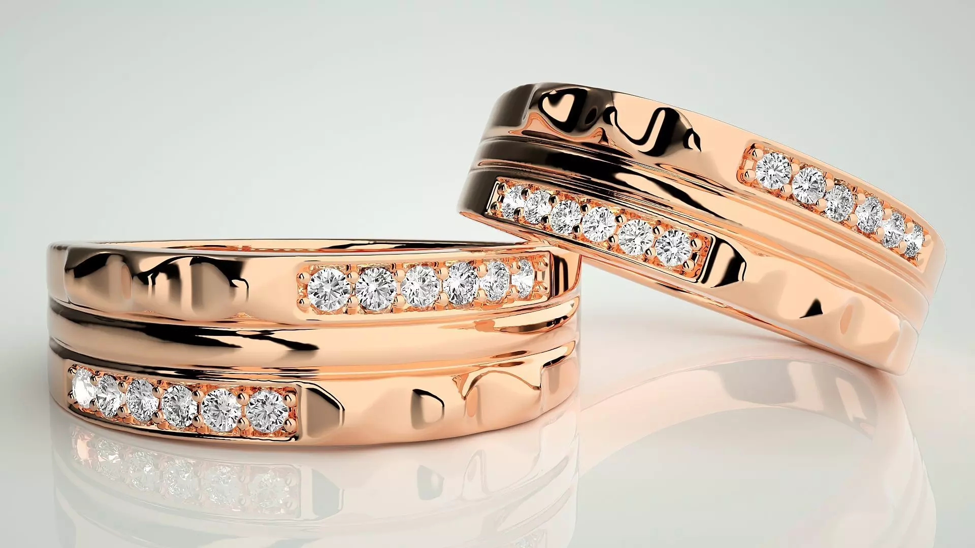 Thick Couple Band Ring 3dm stl render detail 3D print model