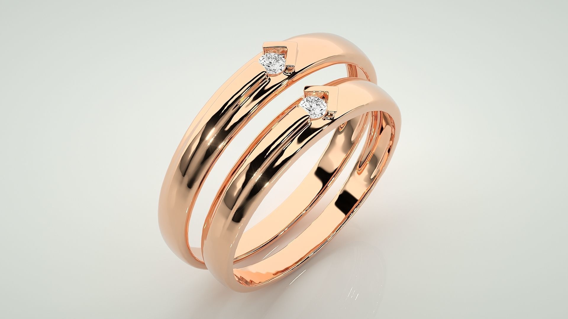 Solitaire Arrow Couple Band Ring 3dm stl render detail 3D print model_4