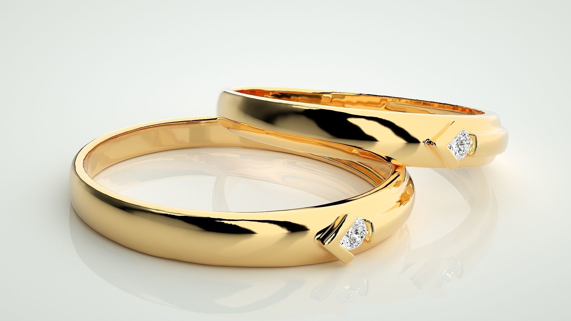 Solitaire Arrow Couple Band Ring 3dm stl render detail 3D print model_10