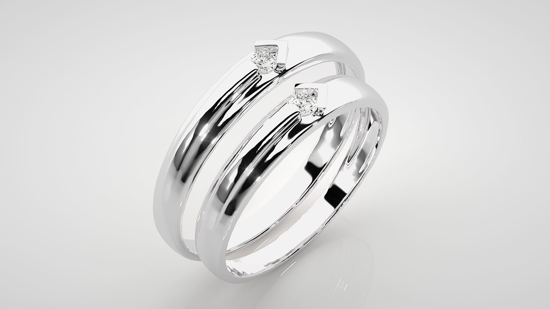 Solitaire Arrow Couple Band Ring 3dm stl render detail 3D print model_8