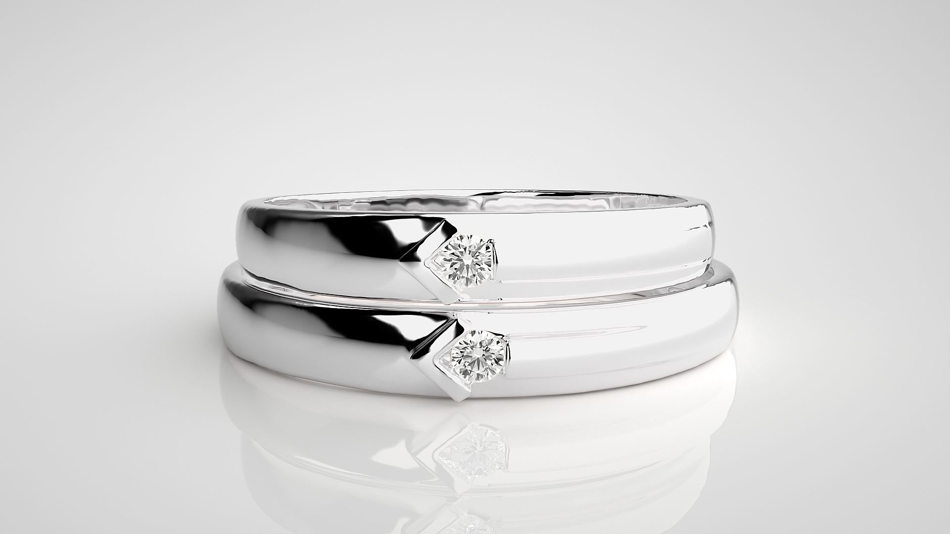 Solitaire Arrow Couple Band Ring 3dm stl render detail 3D print model_7