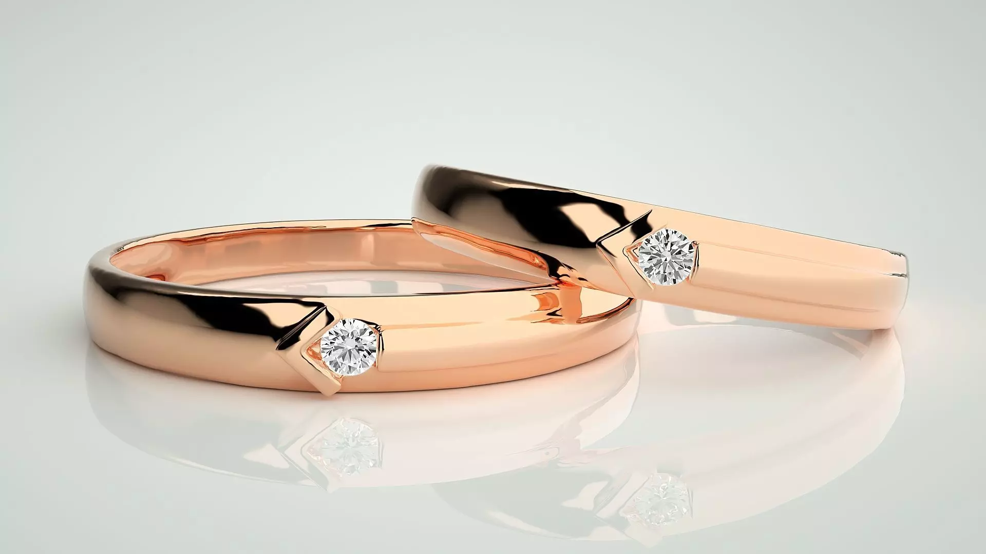 Solitaire Arrow Couple Band Ring 3dm stl render detail 3D print model_0