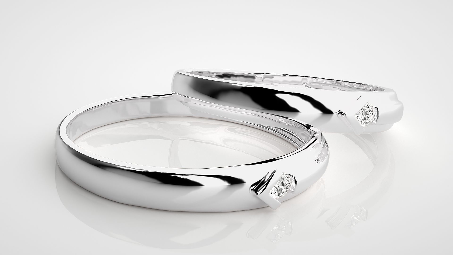 Solitaire Arrow Couple Band Ring 3dm stl render detail 3D print model_6