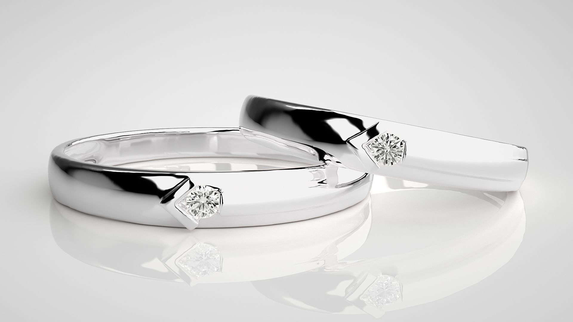 Solitaire Arrow Couple Band Ring 3dm stl render detail 3D print model_5