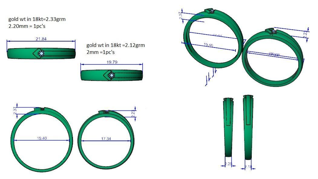 Solitaire Arrow Couple Band Ring 3dm stl render detail 3D print model_3
