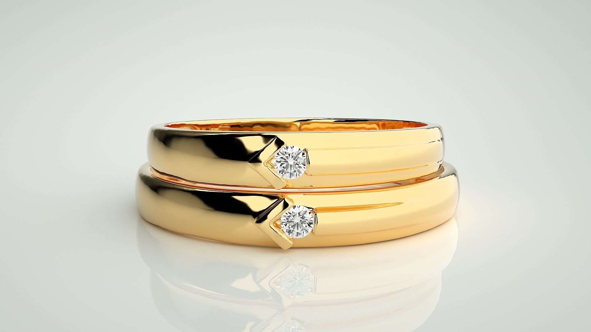 Solitaire Arrow Couple Band Ring 3dm stl render detail 3D print model_11