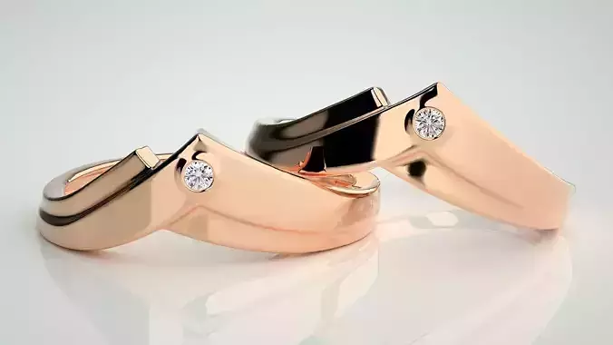 Solitaire Love Knot Couple Band Ring 3dm stl render detail