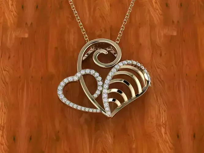 Diamond Jewelry Hearts Pendant 3D print model