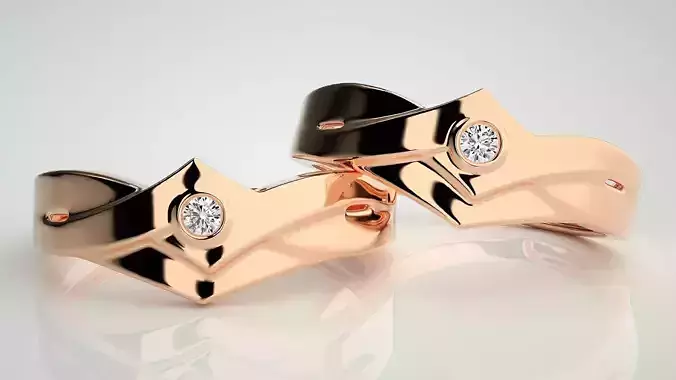 Solitaire Love Knot Couple Band Ring 3dm stl render detail