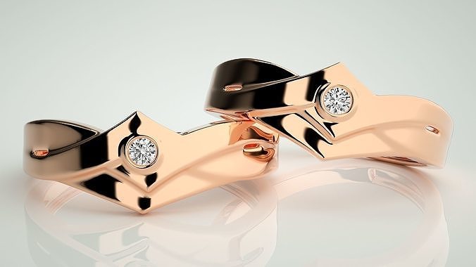Solitaire Love Knot Couple Band Ring 3dm stl render detail 3D print model