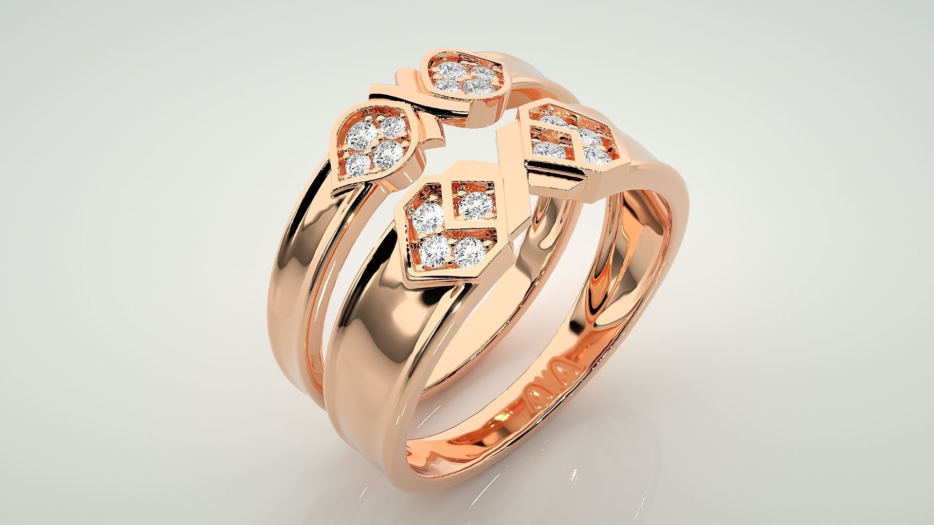 X  Bow Tie Couple Band Ring 3dm stl render detail 3D print model_4