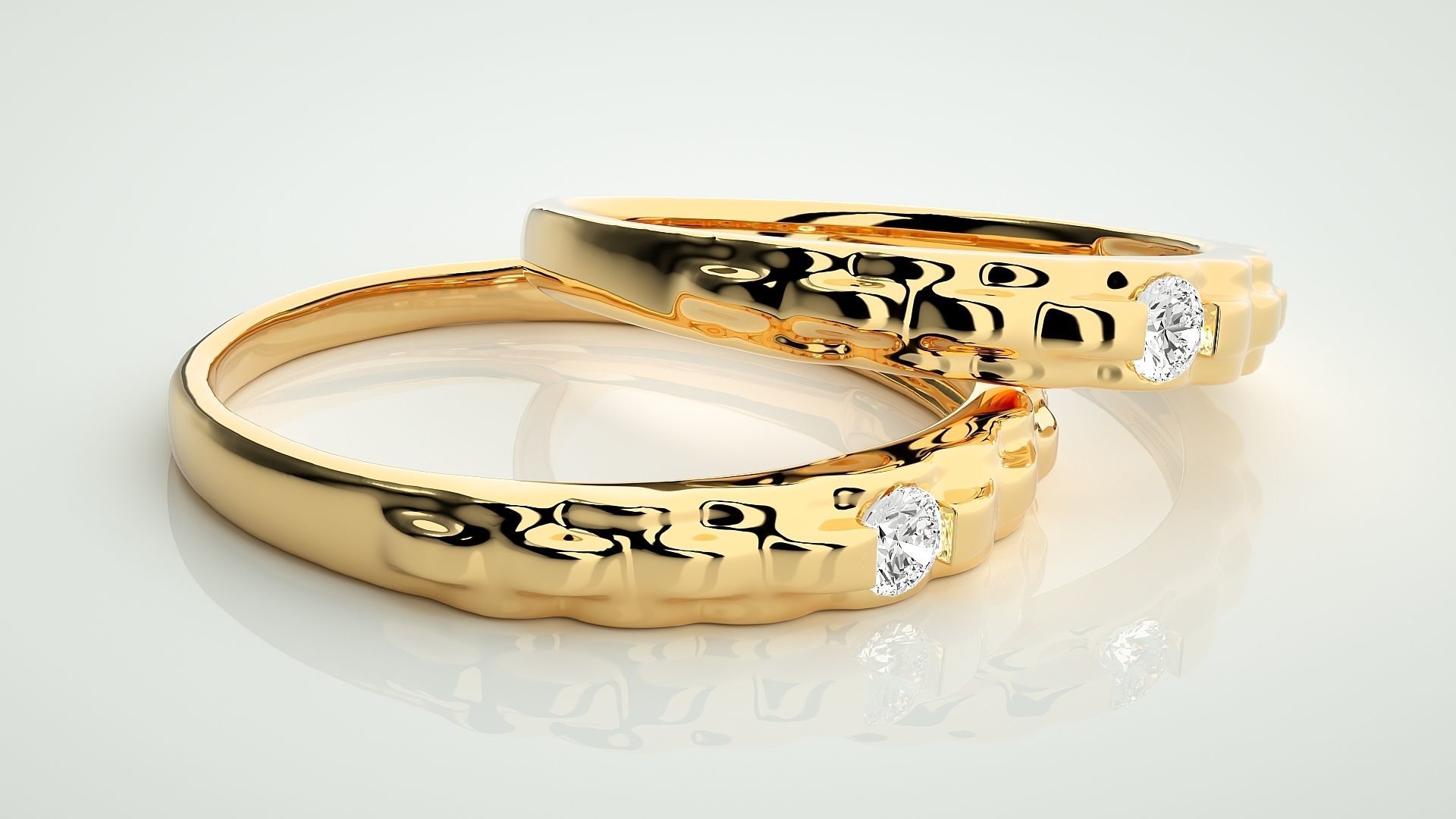 Solitaire Couple Band Ring 3dm stl render detail 3D print model_9