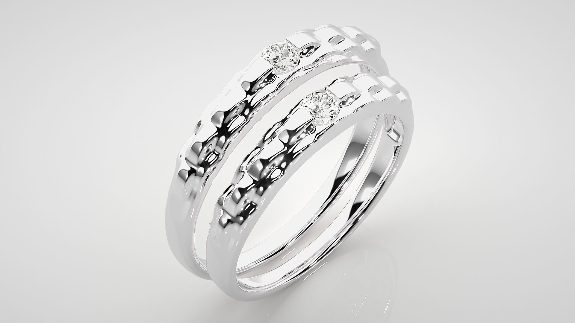 Solitaire Couple Band Ring 3dm stl render detail 3D print model_7