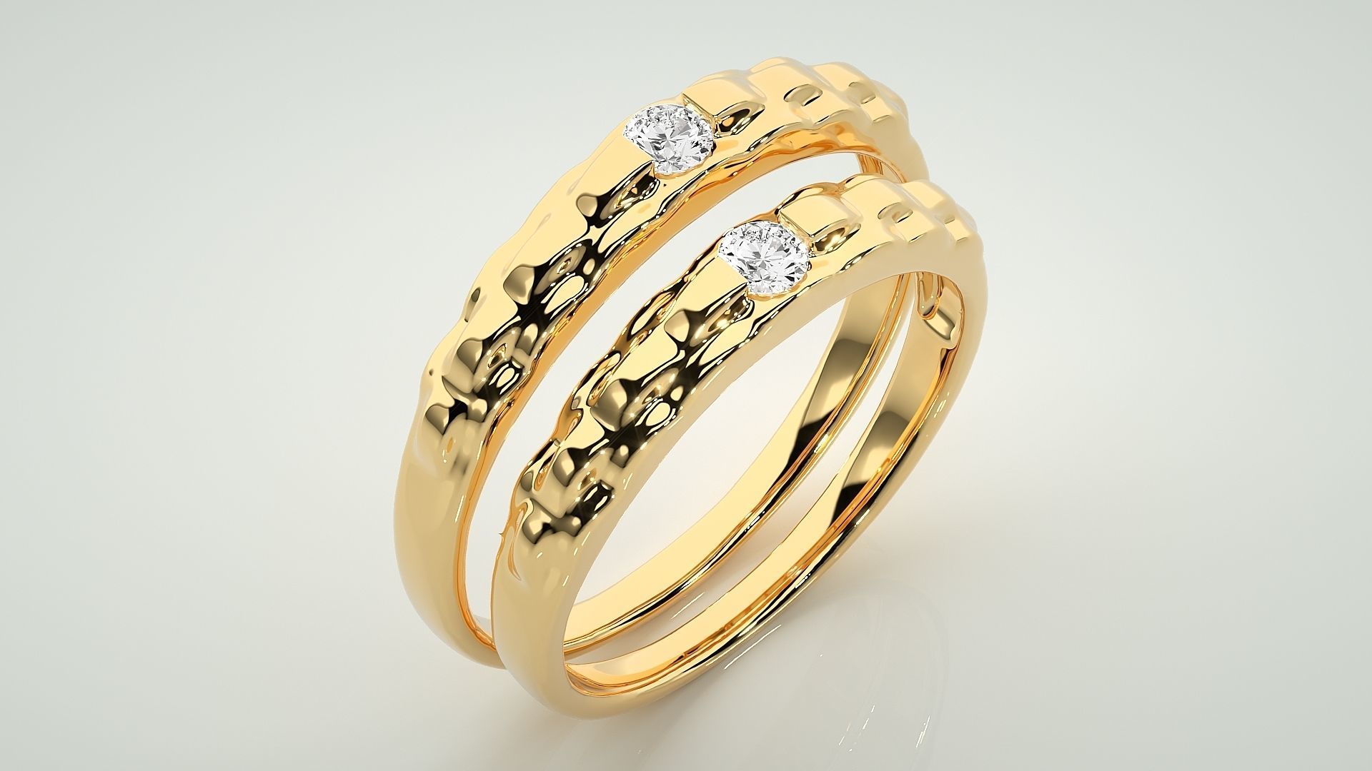 Solitaire Couple Band Ring 3dm stl render detail 3D print model_11