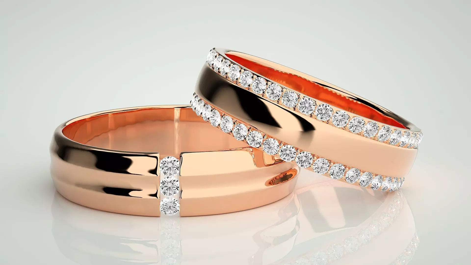 Couple Band Ring 3dm stl render detail 3D print model_0