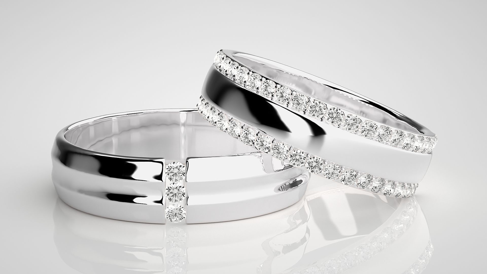 Couple Band Ring 3dm stl render detail 3D print model_4