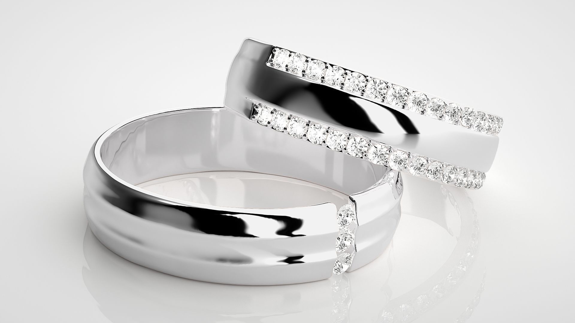 Couple Band Ring 3dm stl render detail 3D print model_5