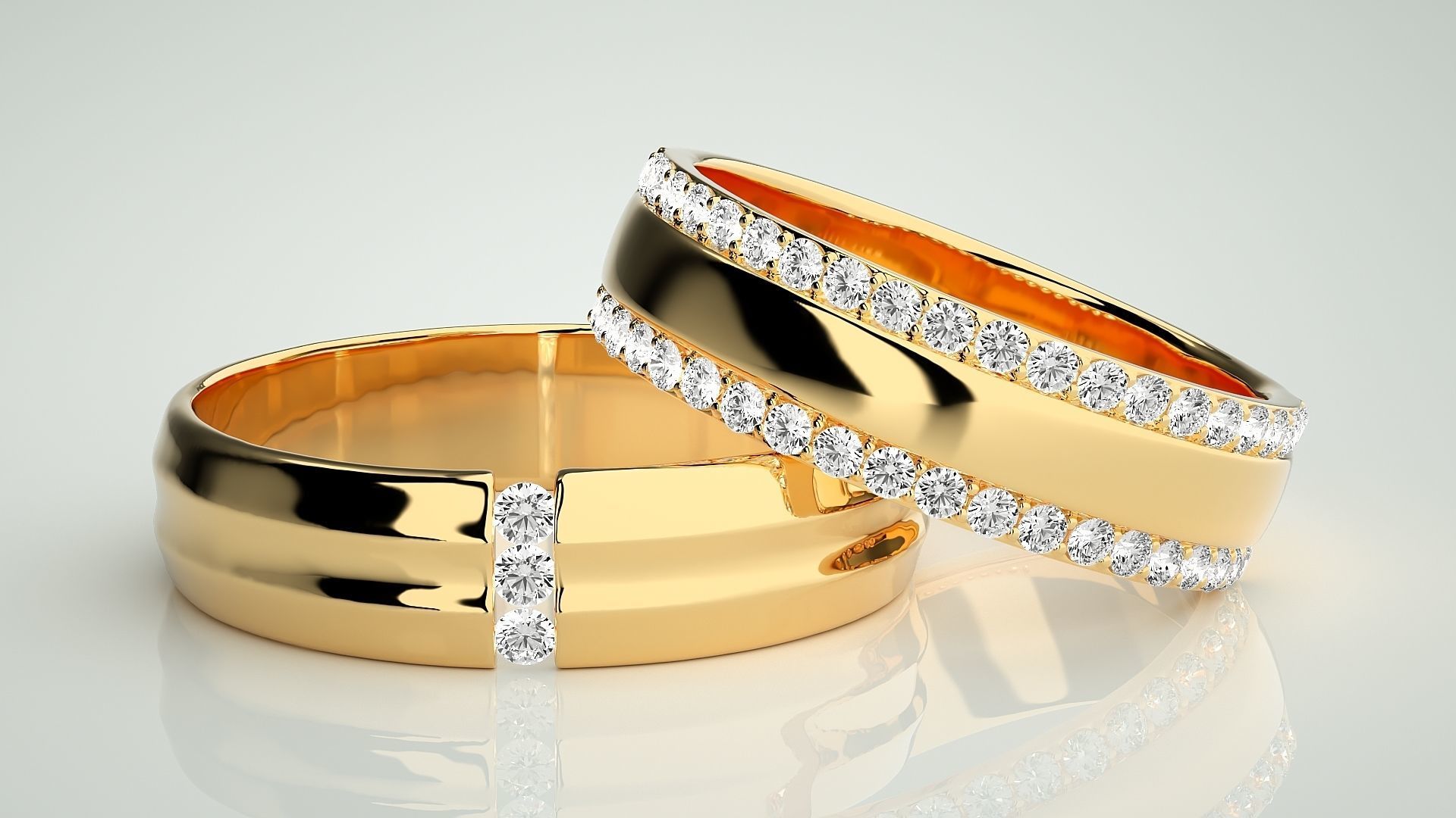 Couple Band Ring 3dm stl render detail 3D print model_8