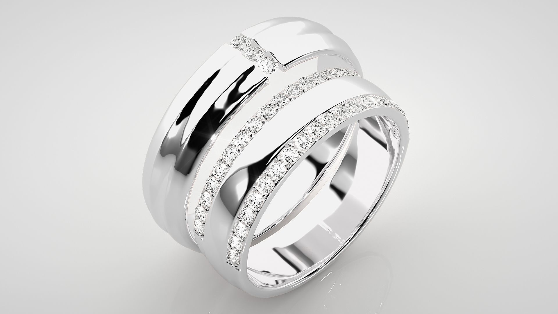 Couple Band Ring 3dm stl render detail 3D print model_7