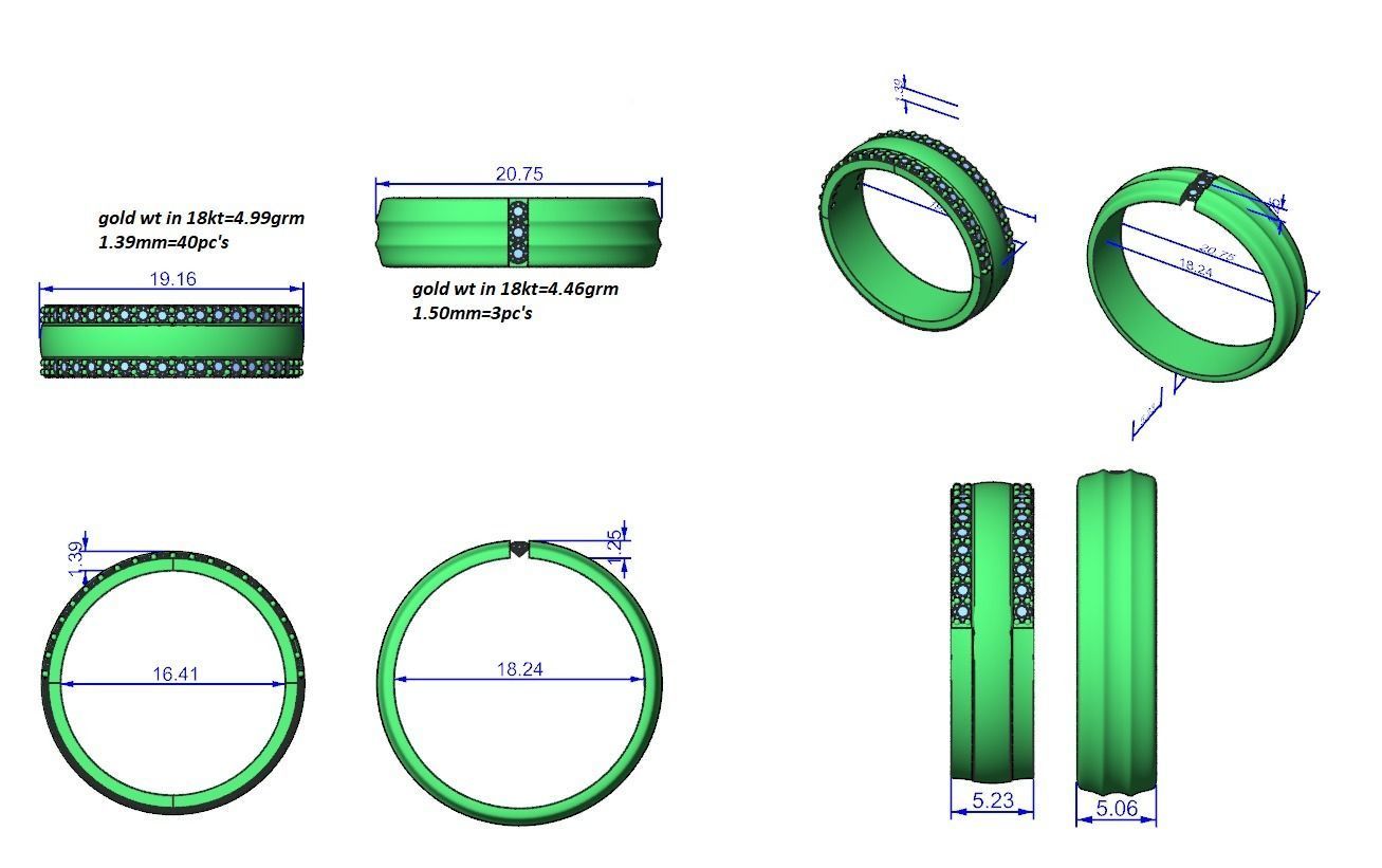 Couple Band Ring 3dm stl render detail 3D print model_12