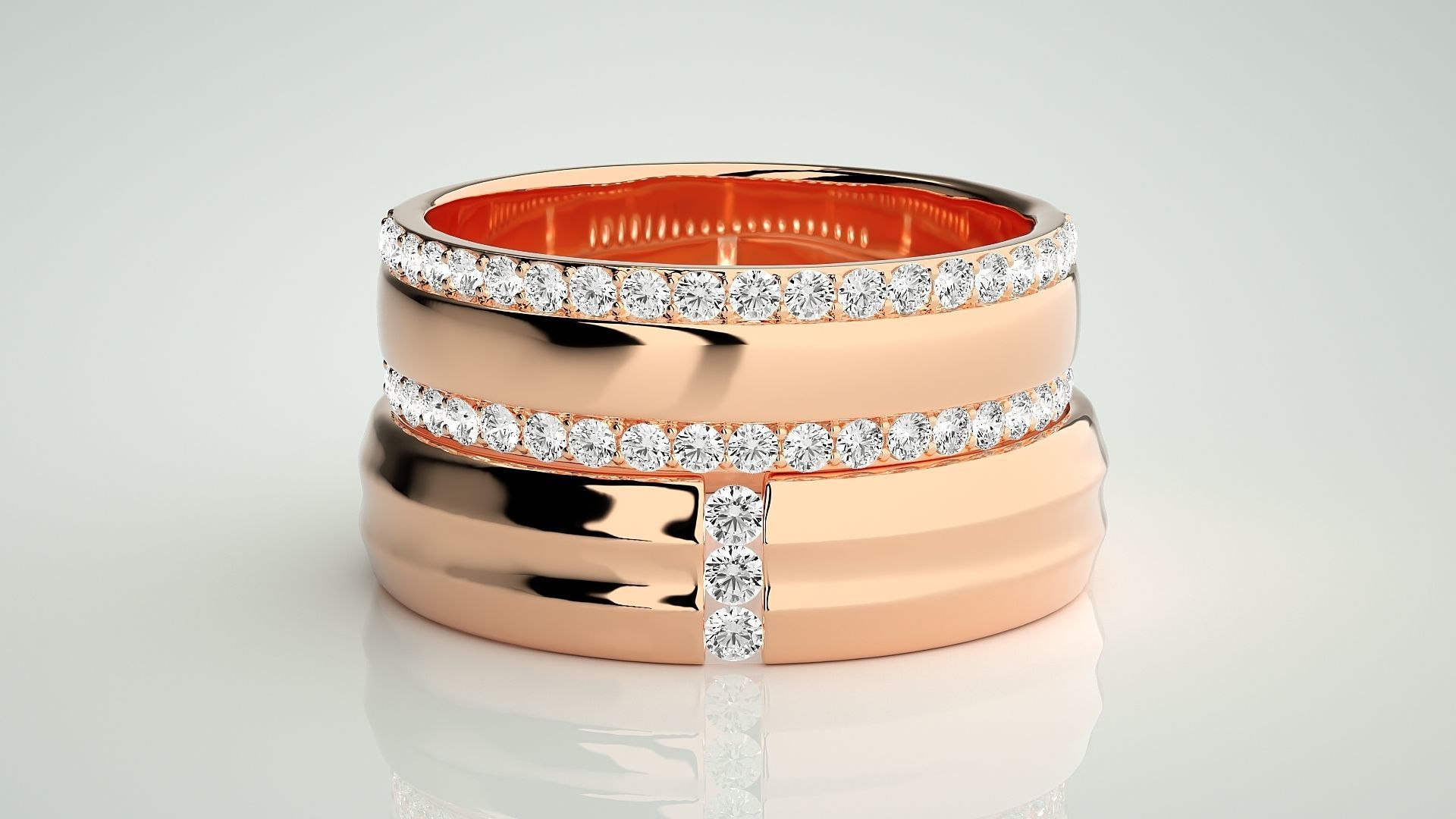 Couple Band Ring 3dm stl render detail 3D print model_2