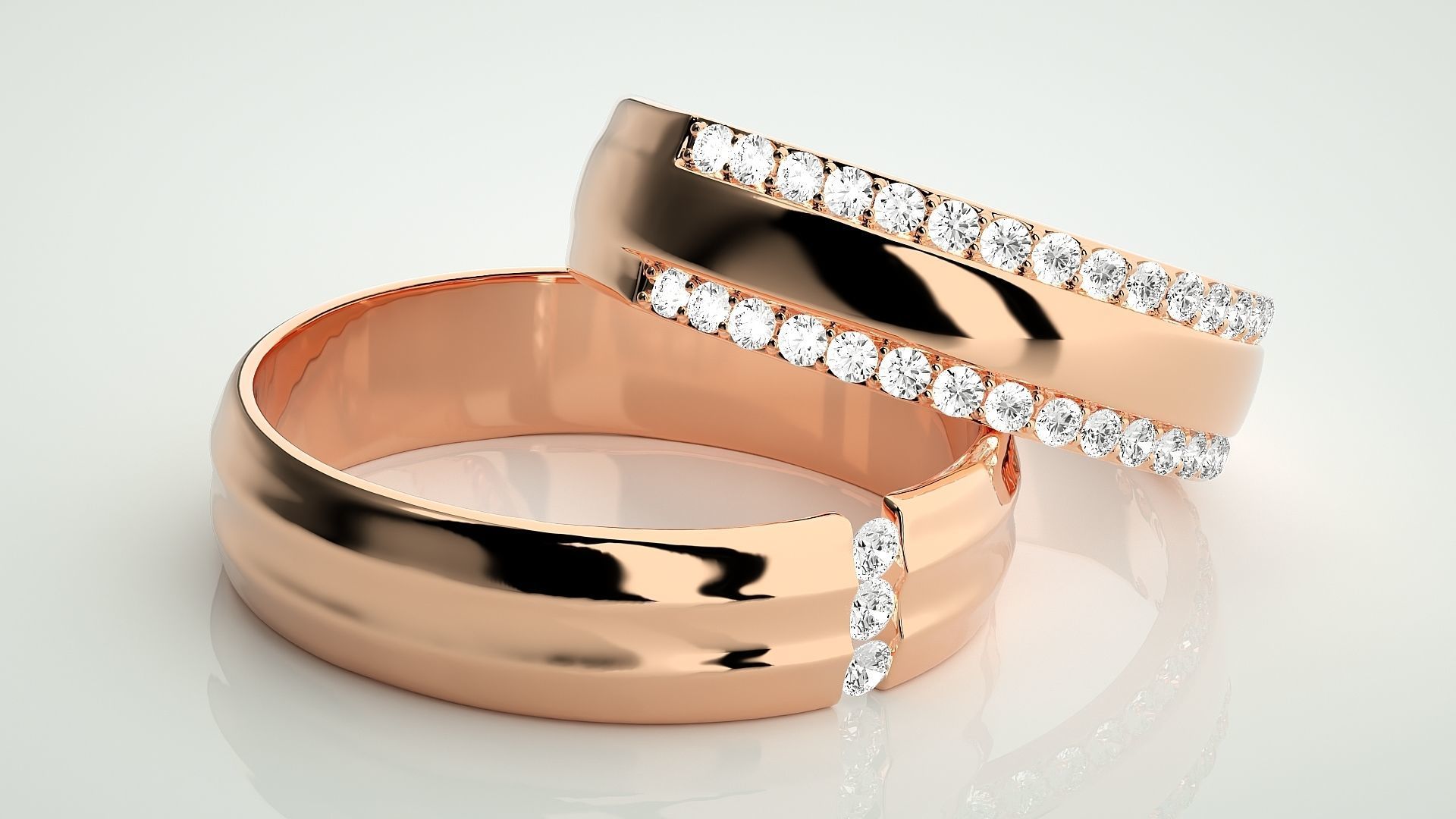 Couple Band Ring 3dm stl render detail 3D print model_1