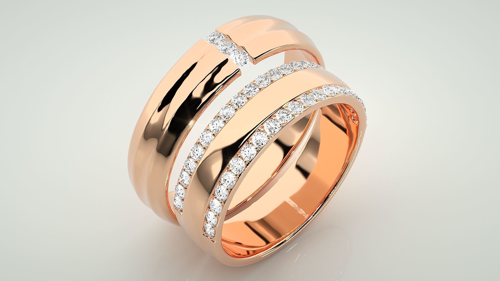 Couple Band Ring 3dm stl render detail 3D print model_3