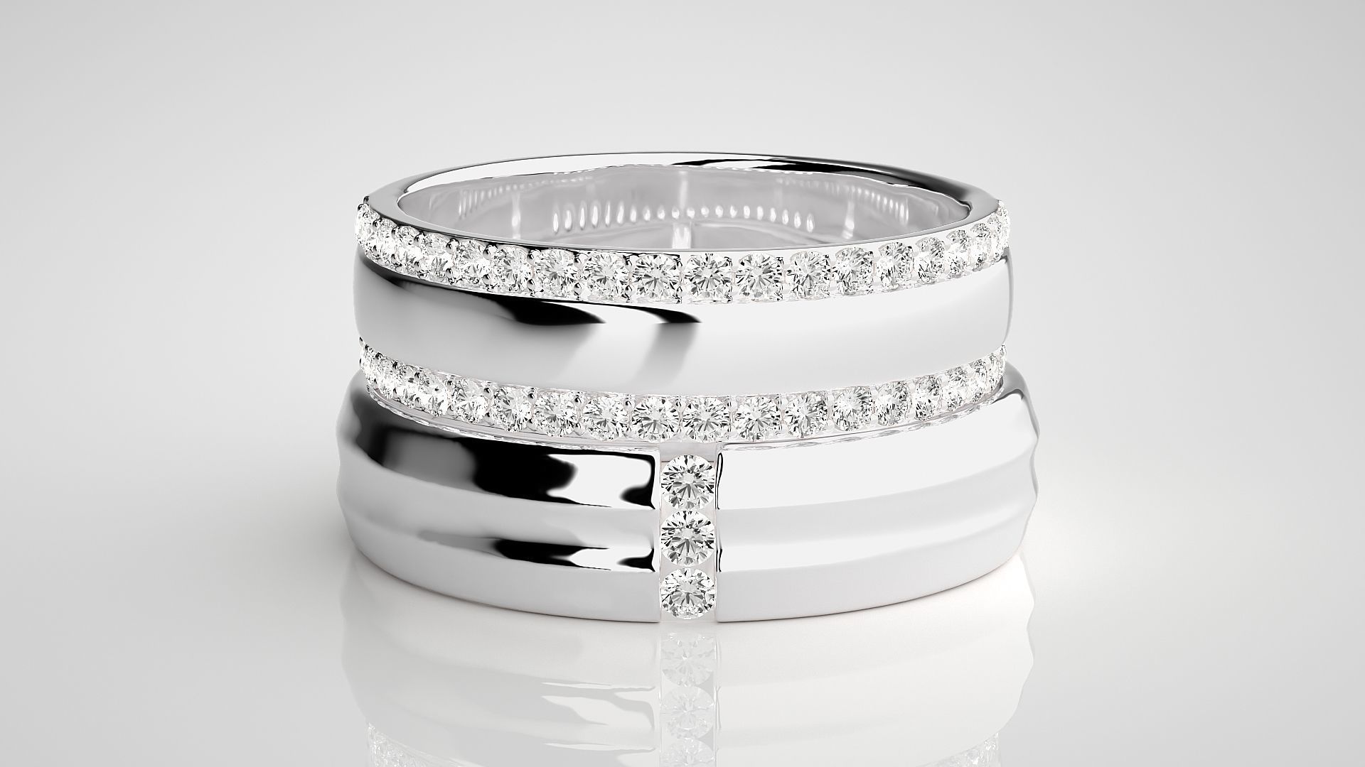 Couple Band Ring 3dm stl render detail 3D print model_6