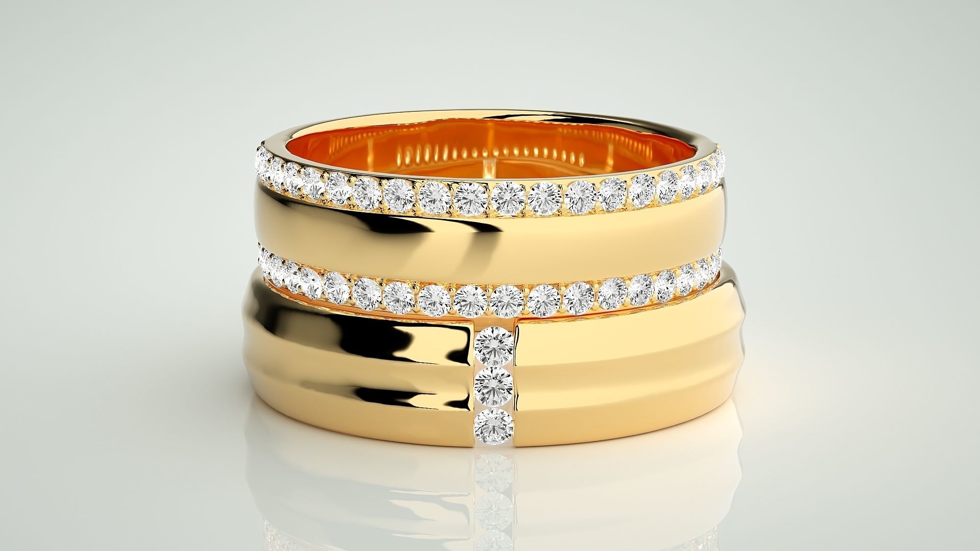 Couple Band Ring 3dm stl render detail 3D print model_10