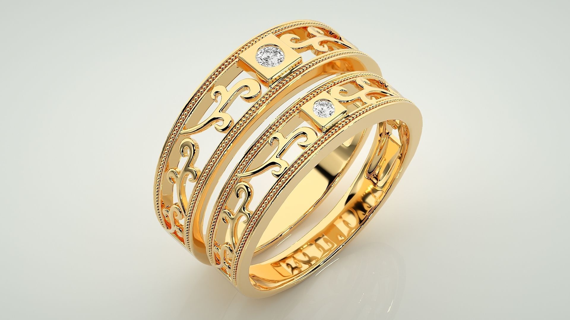 Climber Solitaire Couple Band Ring 3dm stl render detail 3D print model_12