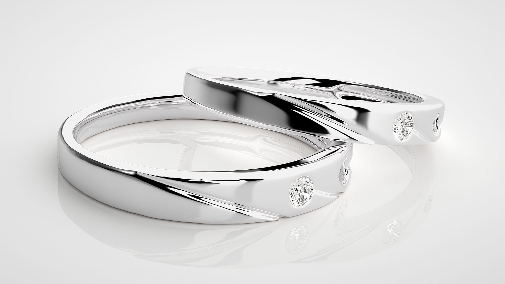 Solitaire Love Valentine Heart Couple Band Ring 3dm stl render 3D print model_6