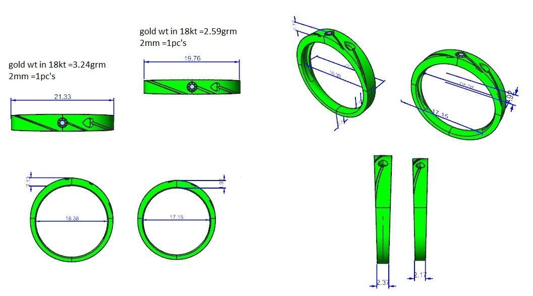 Solitaire Love Valentine Heart Couple Band Ring 3dm stl render 3D print model_3