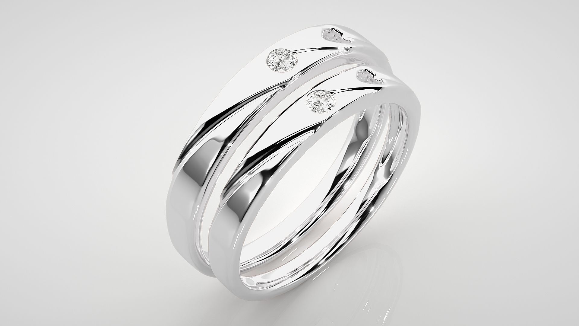 Solitaire Love Valentine Heart Couple Band Ring 3dm stl render 3D print model_8