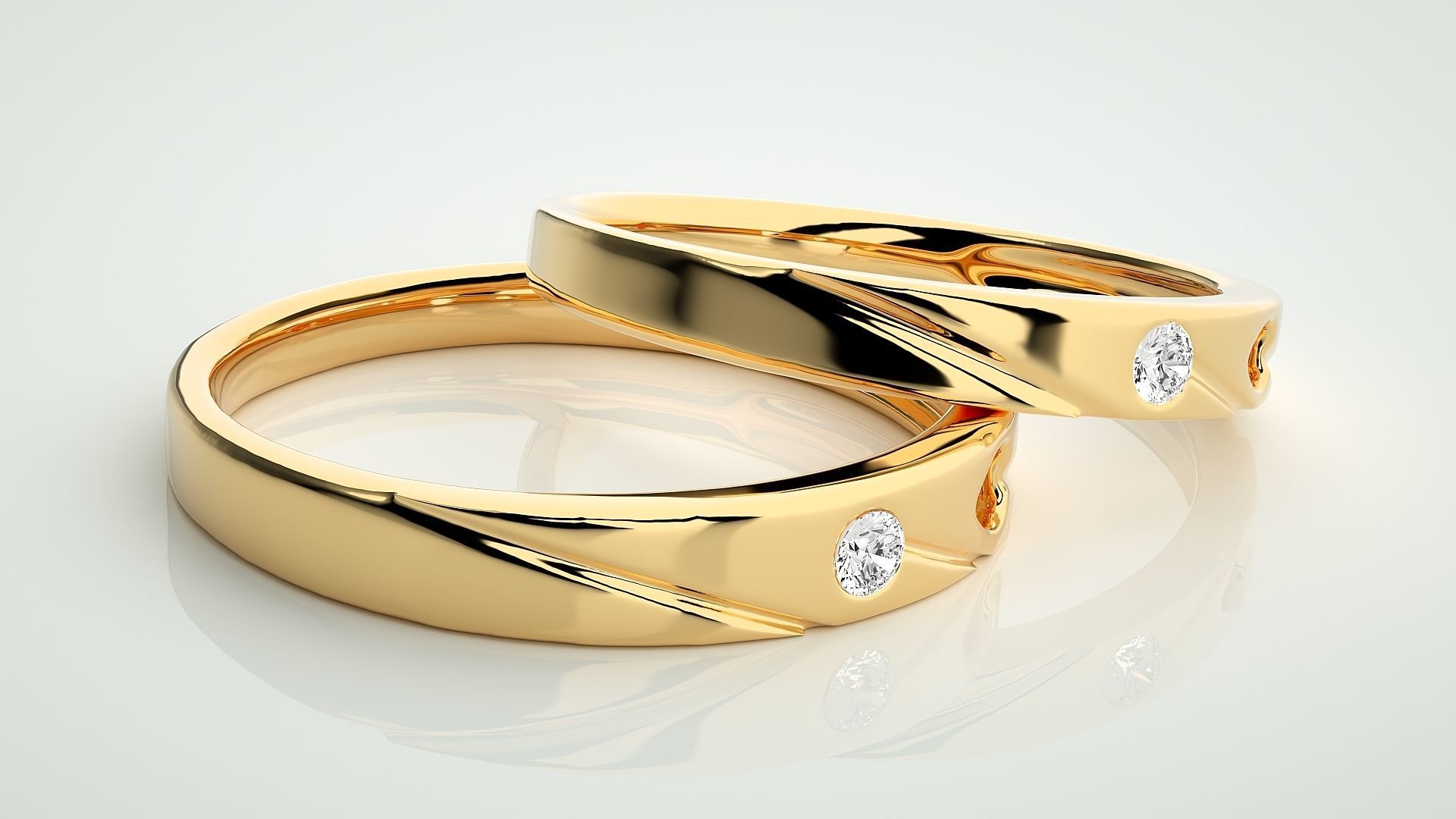 Solitaire Love Valentine Heart Couple Band Ring 3dm stl render 3D print model_10