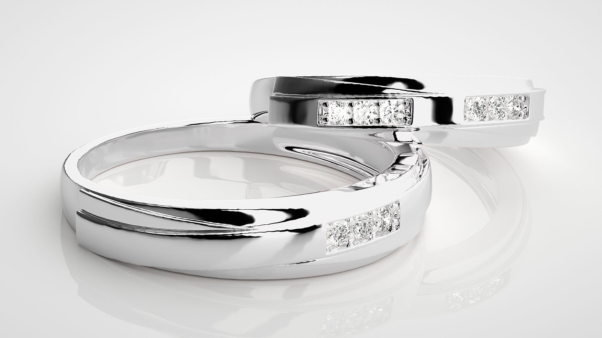Couple Band Ring 3dm stl render detail 3D print model_6