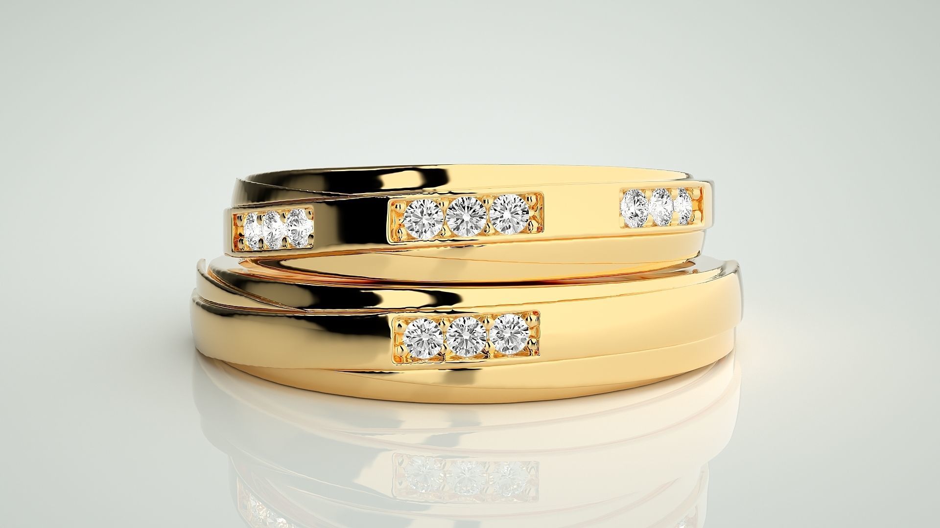 Couple Band Ring 3dm stl render detail 3D print model_11