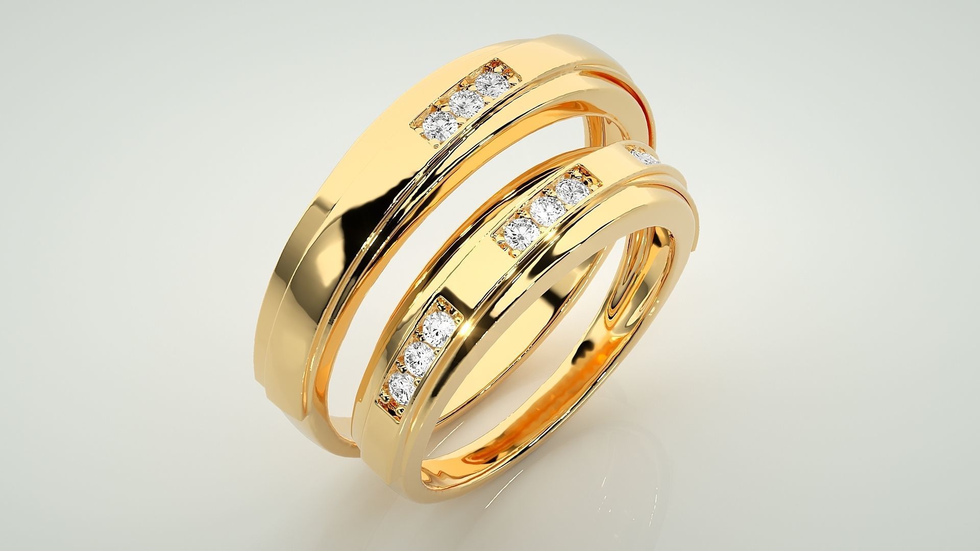 Couple Band Ring 3dm stl render detail 3D print model_12