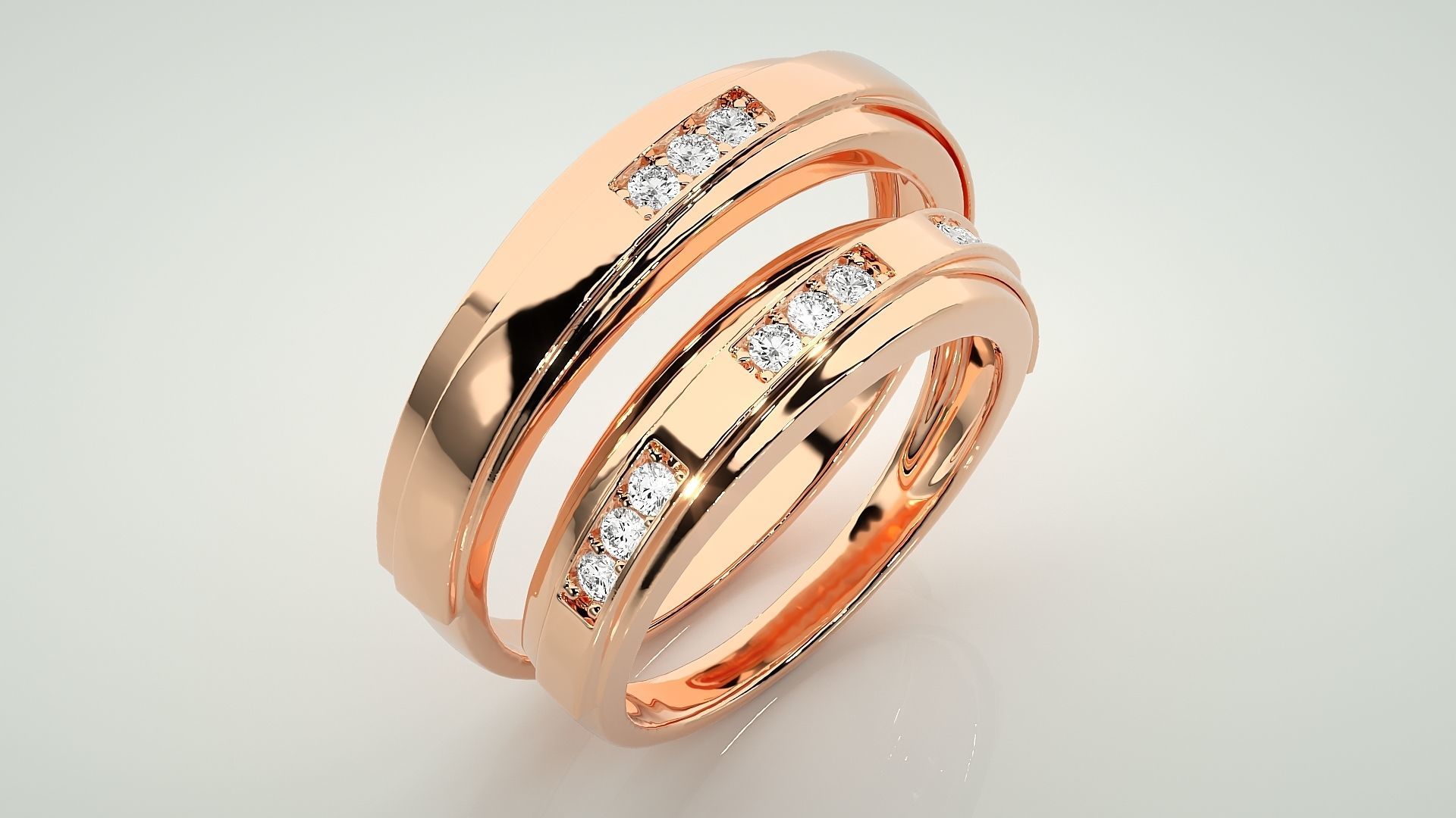 Couple Band Ring 3dm stl render detail 3D print model_4