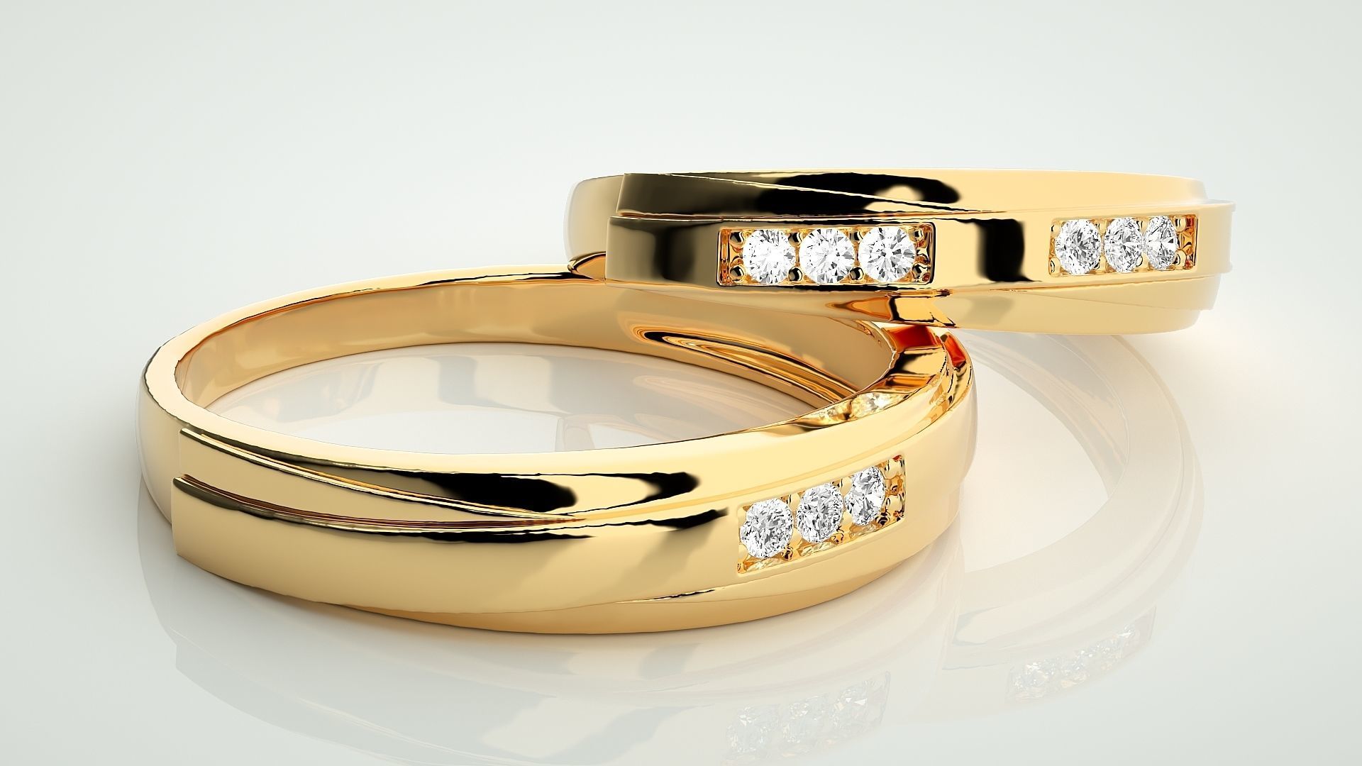 Couple Band Ring 3dm stl render detail 3D print model_10