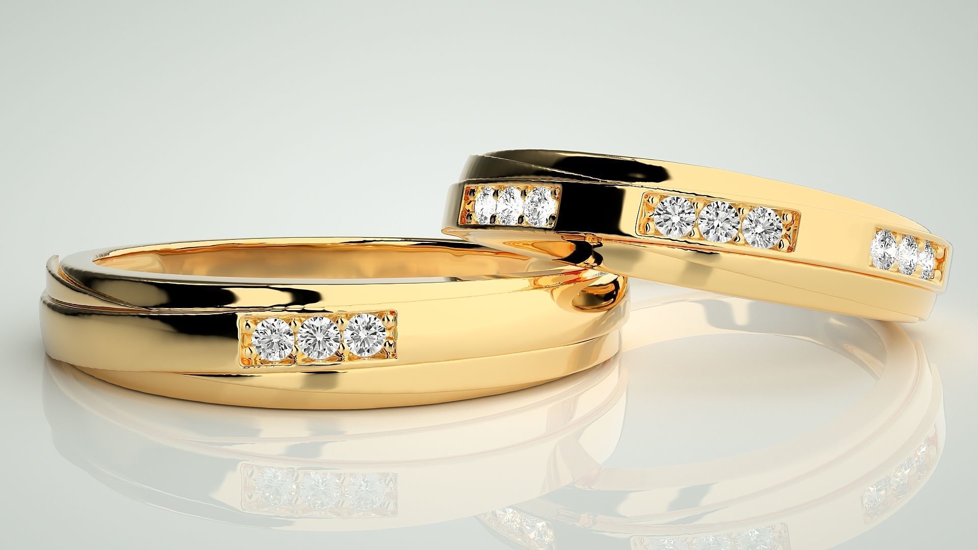 Couple Band Ring 3dm stl render detail 3D print model_9