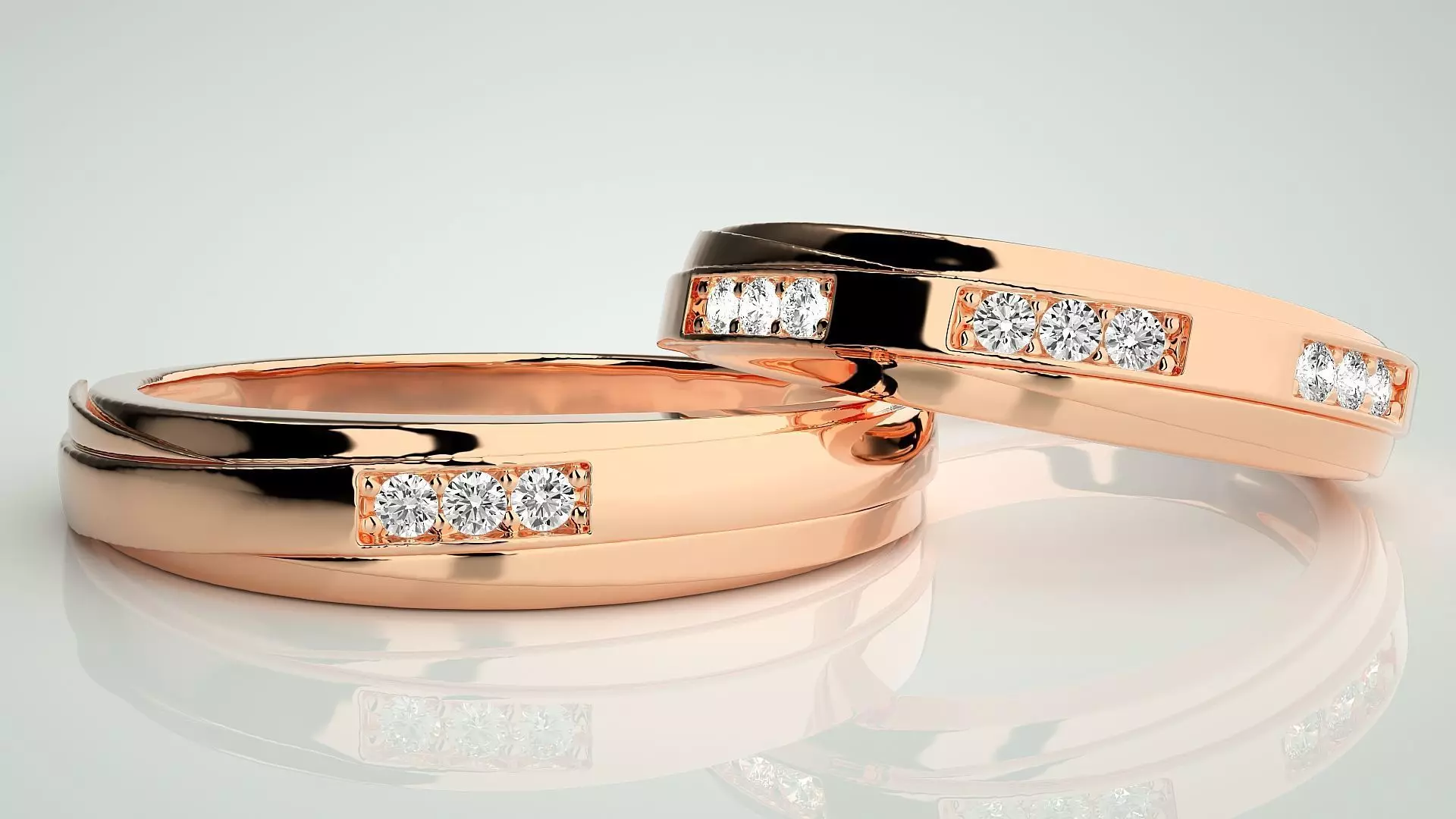 Couple Band Ring 3dm stl render detail 3D print model_0