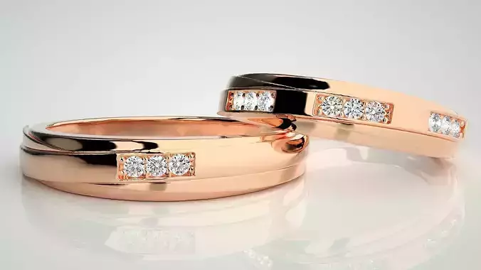 Couple Band Ring 3dm stl render detail 3D print model
