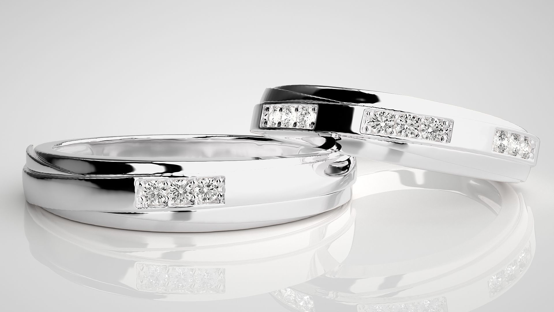 Couple Band Ring 3dm stl render detail 3D print model_5