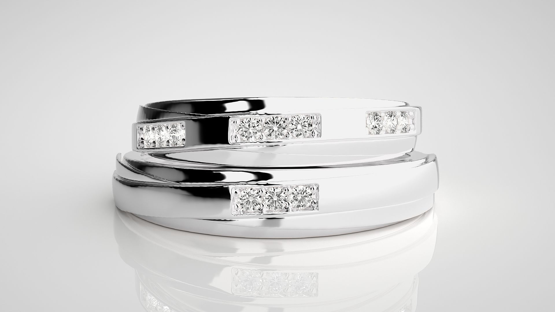 Couple Band Ring 3dm stl render detail 3D print model_7