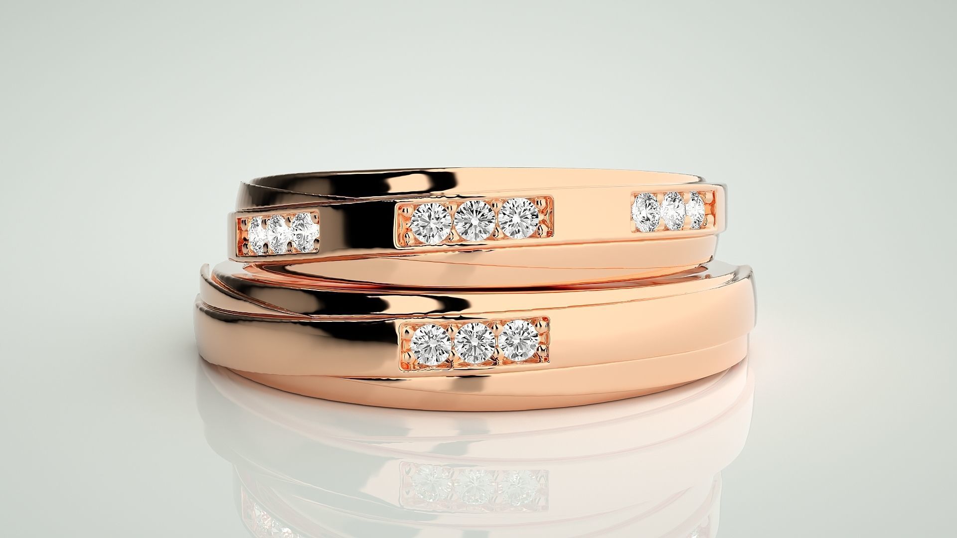 Couple Band Ring 3dm stl render detail 3D print model_2