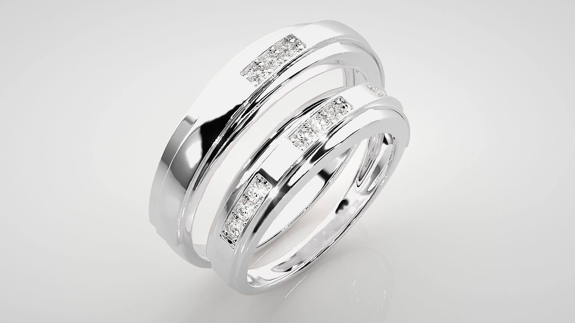 Couple Band Ring 3dm stl render detail 3D print model_8