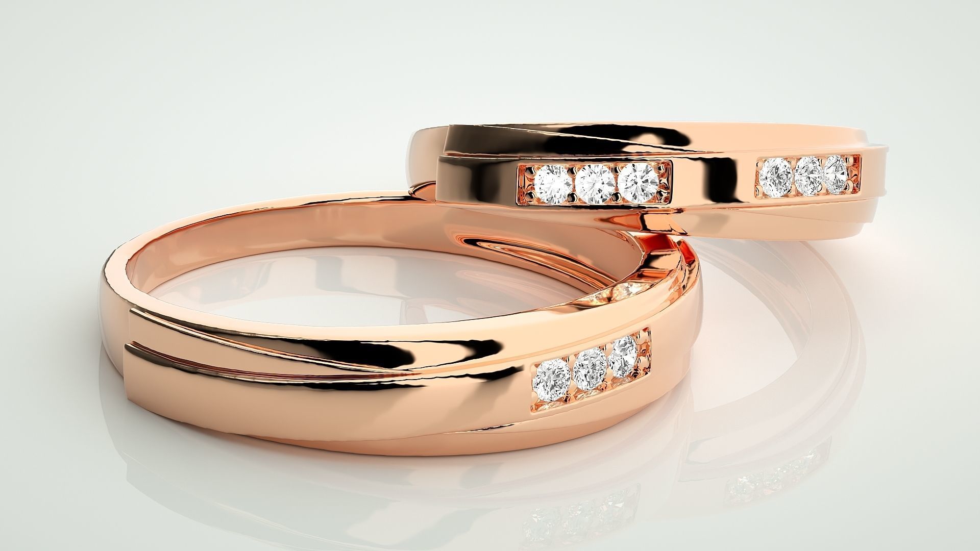 Couple Band Ring 3dm stl render detail 3D print model_1