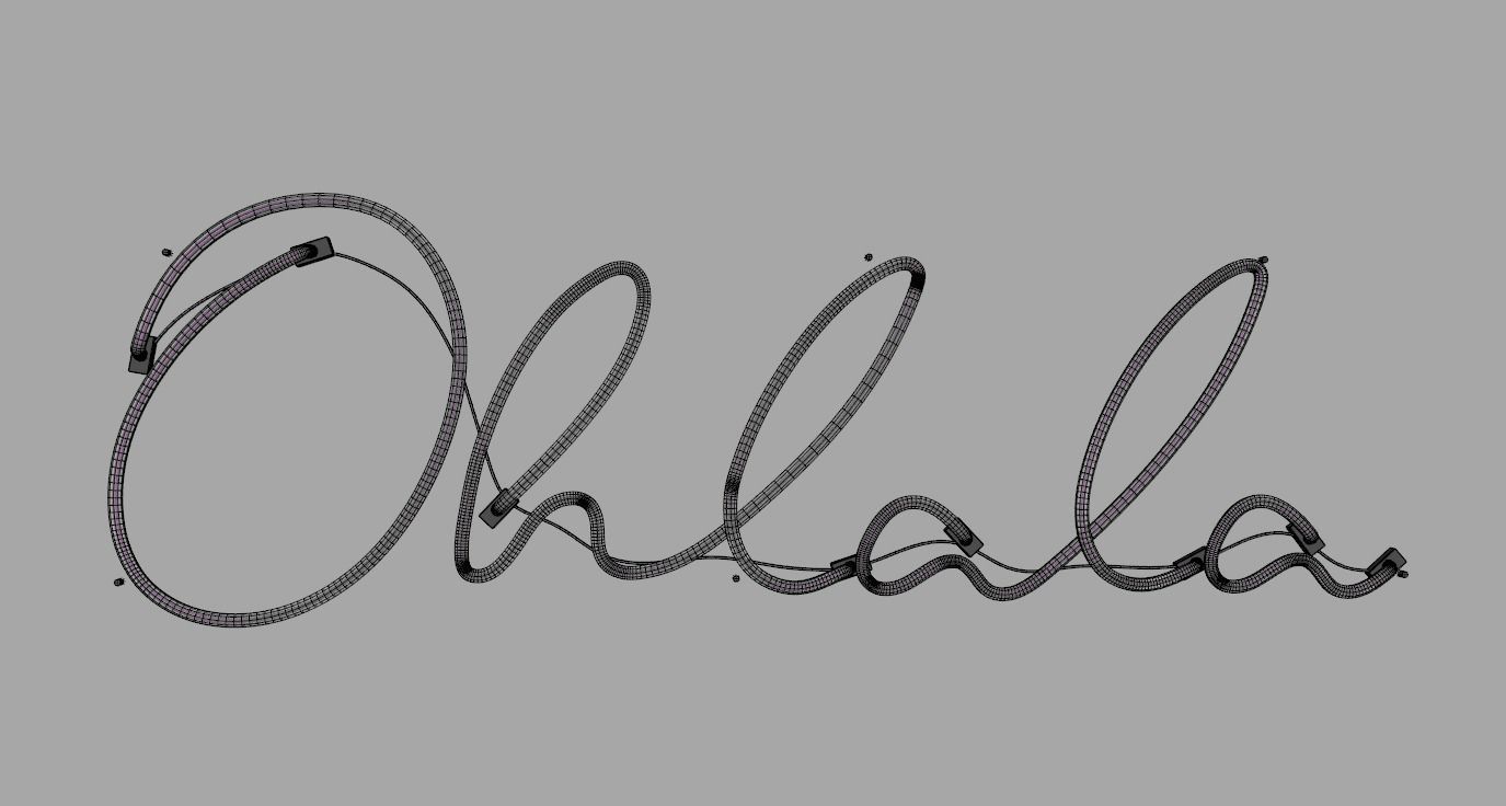 Ohlala - Neon Sign 3D model_7